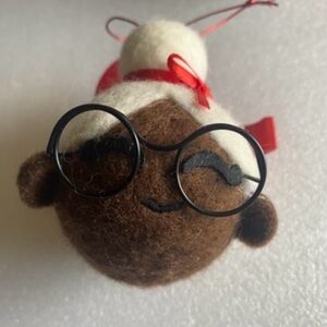 NWT Rare African American Felt Mrs Santa Claus w/glasses Ornament